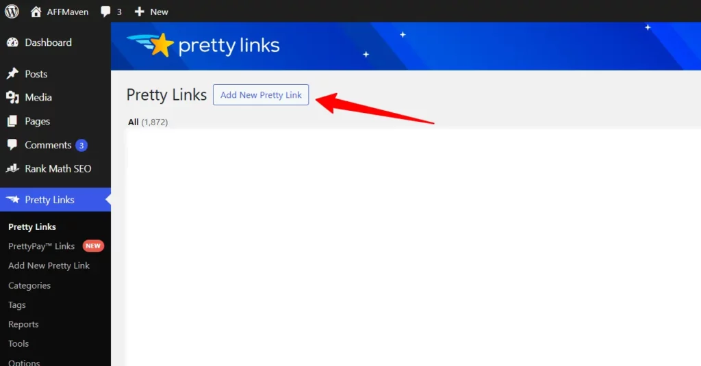 Guide to Affiliate Link Cloaking: Boost Clicks & Management 6 Add New Pretty Link in Pretty Links