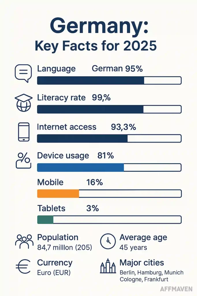 Crush German Affiliate Market 2026: GEO Guide, Traffic, Verticals 2 Germany at a Glance - Key Facts