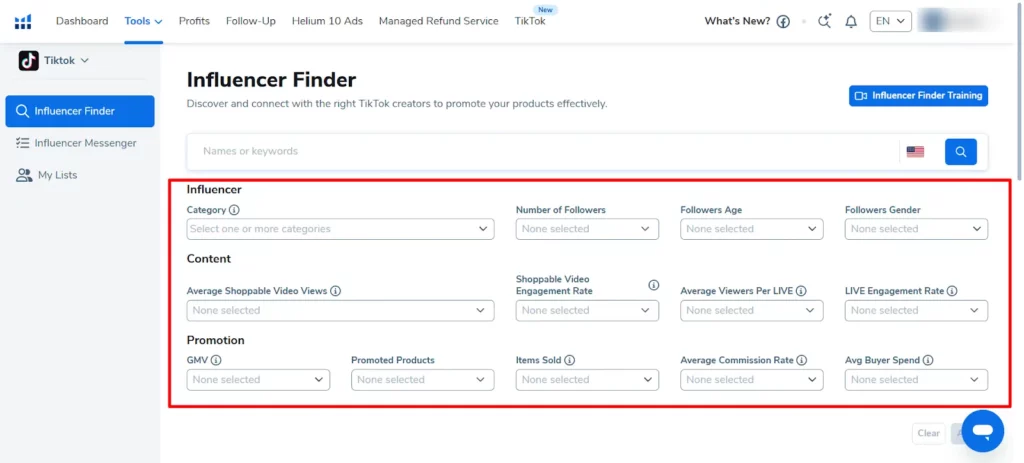Helium 10 Influencer Finder Review: Next-Gen Amazon Growth Hack? 7 Helium 10 Influencer finder Filter
