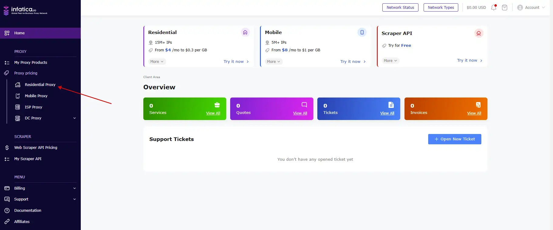 2026 Infatica Review: Ethics, Uptime & Scraper ROI 6 Infatica Proxy Management Dashboard