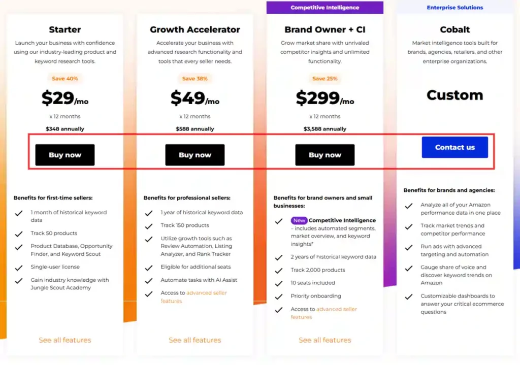 Jungle Scout Coupon: Save Up to 60% on Amazon Seller Tools 12 Jungle Scout Buy Plan